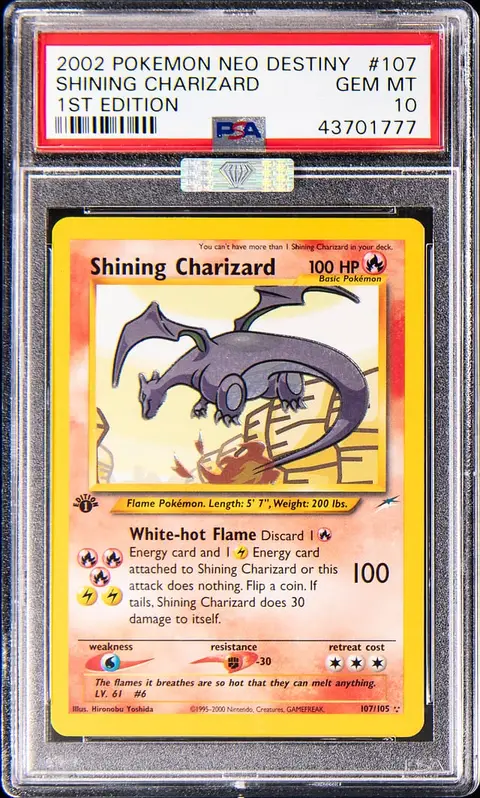 2002 Pokemon Neo Destiny 1st Edition Holo #107 Shining Charizard - PSA GEM MT 10 - MBA Silver Diamond Certified