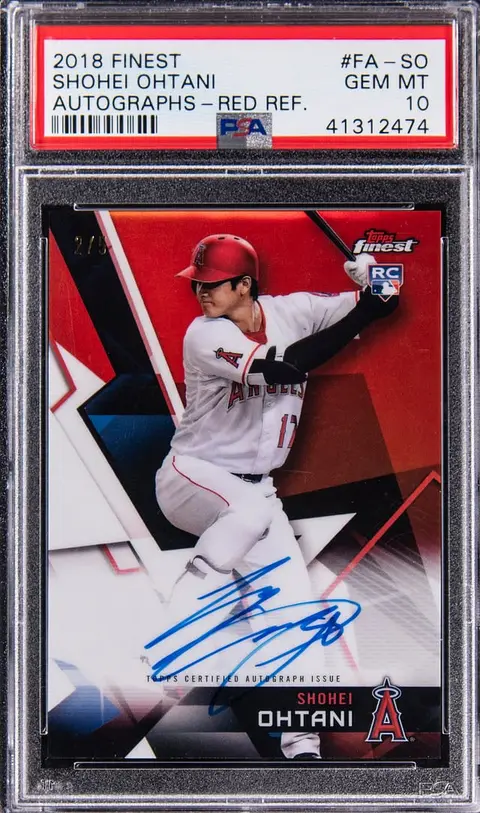 2018 Topps Finest Autographs Red Refractor #FA-SO Shohei Ohtani Signed Rookie Card (#2/5) - PSA GEM MT 10 - Pop 1