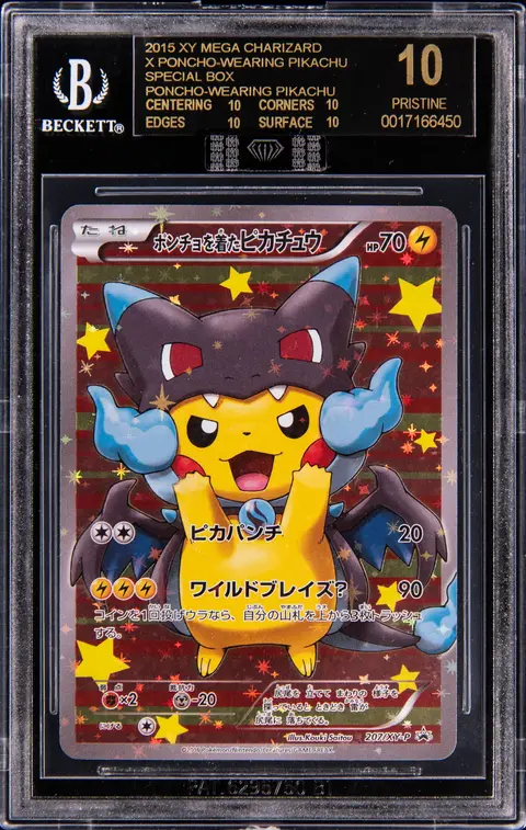 2015 Pokemon Japanese XY Special Box Promo #207 Mega Charizard X Poncho-Wearing Pikachu - BGS PRISTINE/Black Label 10 - Pop 7 - MBA Black Diamond Certified