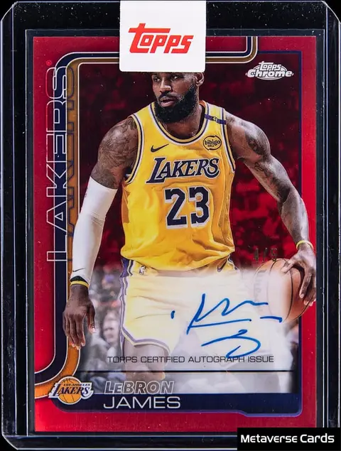 LeBron 2025-26 Topps Chrome Red Auto /5 Sells for $147K