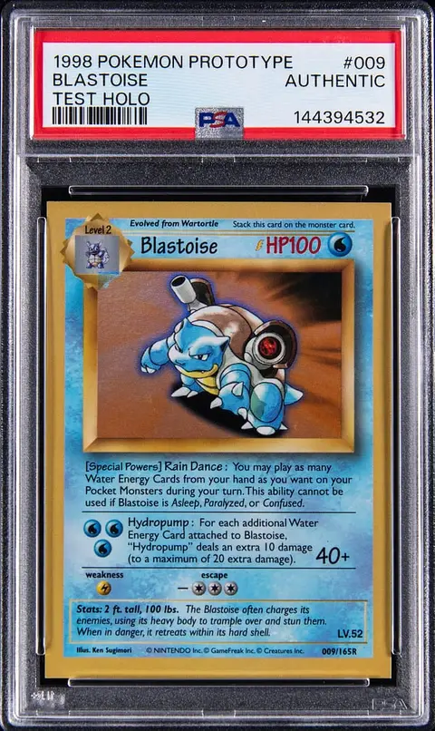 1998 Pokemon Prototype Test Holo #009 Blastoise - Magic: the Gathering Art on Reverse - PSA Authentic