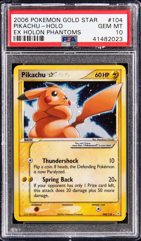 2006 Pokemon EX Holon Phantoms Holo #104 Gold Star Pikachu - PSA GEM MT 10