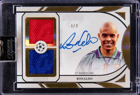 2024-25 Topps Dynasty UCC Autograph Dual Relics Gold #ADRL-R Ronaldo Signed Relic Card (#1/1) - Topps Encased