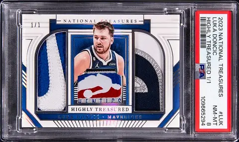 2023-24 Panini National Treasures Highly Treasured #HT-LUK Luka Doncic Patch Card (#1/1) - PSA NM-MT 8
