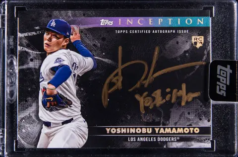 2024 Topps Inception Silver Signings Gold Ink Inscription #SS-YY Yoshinobu Yamamoto Signed, Inscribed Rookie Card (#1/1) - Topps Encased