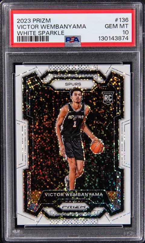 2023-24 Panini Prizm White Sparkle Prizm #136 Victor Wembanyama Rookie Card - PSA GEM MT 10