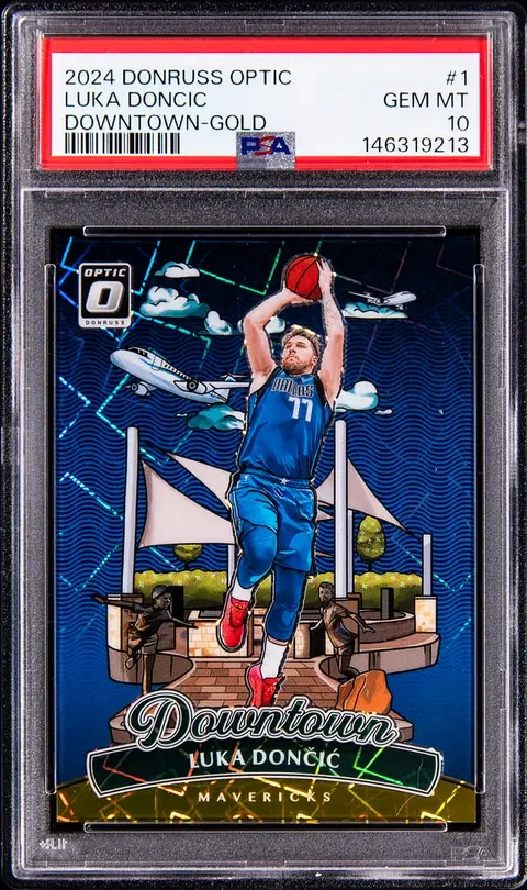 2024-25 Panini Donruss Optic Downtown Gold #1 Luka Doncic (#02/10) - PSA GEM MT 10 - Pop 3