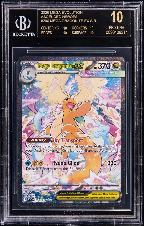 2026 Pokemon Mega Evolution Ascended Heroes SIR #290 Mega Dragonite ex - BGS PRISTINE/Black Label 10