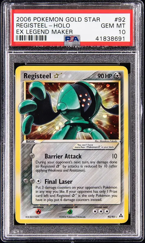 2006 Pokemon EX Legend Maker Gold Star Holo #92 Registeel - PSA GEM MT 10