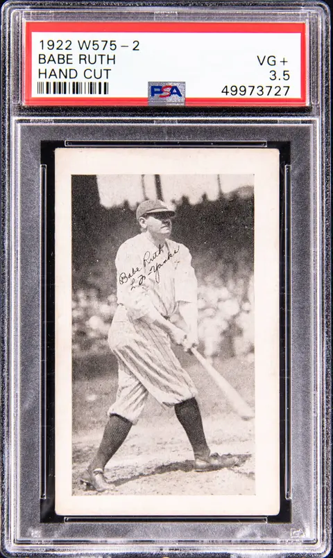 1922 W575-2 “Autograph on Shoulder” Babe Ruth; Hand-Cut - PSA VG+ 3.5 – POP 1; Only 6 PSA Examples Graded Higher