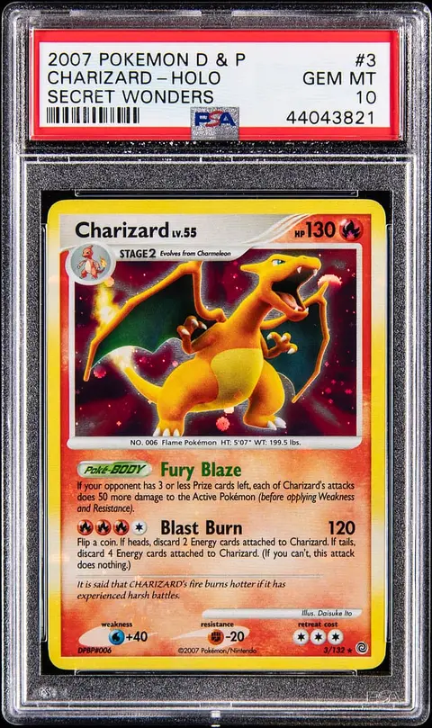 2007 Pokemon Diamond & Pearl Secret Wonders Holo #3 Charizard - PSA GEM MT 10