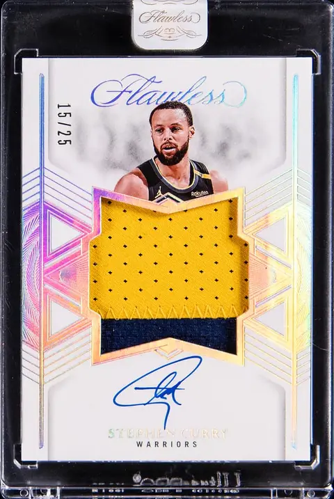 2024-25 Panini Flawless Star Swatch Signatures #SSS-SCW Stephen Curry Signed Patch Card (#15/25) - Panini Encased