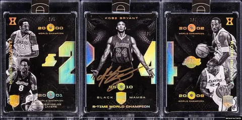 2017 Panini Kobe Eminence Championship Magnets Kobe Bryant Diamond Relic Cards (#1/5) Complete Set (3) - Featuring Signed Card
