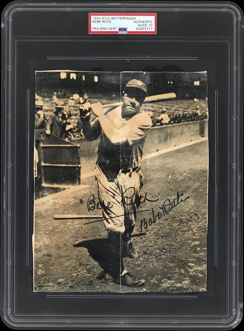 1934 R310 Butterfinger Signed Babe Ruth - Mile High Find Collection - PSA Authentic, PSA/DNA GEM MT 10 Autograph - One of 2 Known Signed Copies