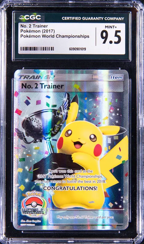 2017 Pokemon World Championships No. 2 Trainer Pikachu Trophy Card - CGC MINT+ 9.5 - Pop 1