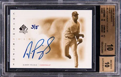 2001 Upper Deck SP Authentic Chirography Gold #G-AP Albert Pujols Signed Rookie Card (#3/5) - BGS PRISTINE 10, Beckett 10 - Pop 1