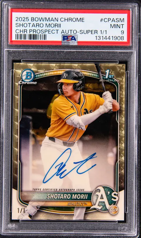 2025 Bowman Chrome Prospect Autographs SuperFractor #CPA-SM Shotaro Morii Signed Rookie Card (#1/1) - PSA MINT 9