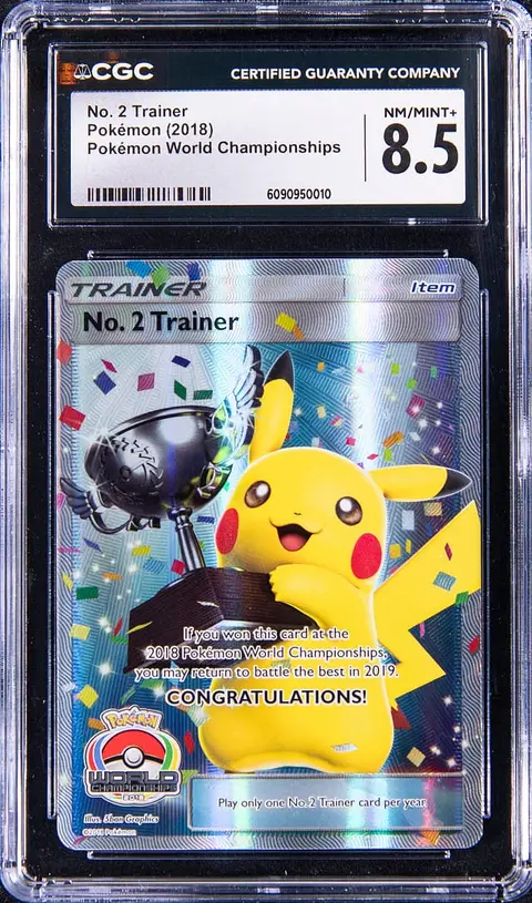 2018 Pokemon World Championships No. 2 Trainer Pikachu Trophy Card - CGC NM-MT+ 8.5
