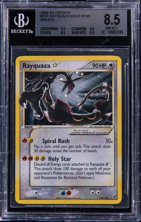 2005 Pokemon EX Deoxys Holo #107 Gold Star Rayquaza - BGS NM-MT+ 8.5