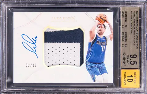 2023-24 Panini Immaculate Collection Retro Premium Patch Autographs #RPP-LDD Luka Doncic Signed Patch Card (#02/10) - BGS GEM MINT 9.5, Beckett 10 - True Gem+ - Pop 3