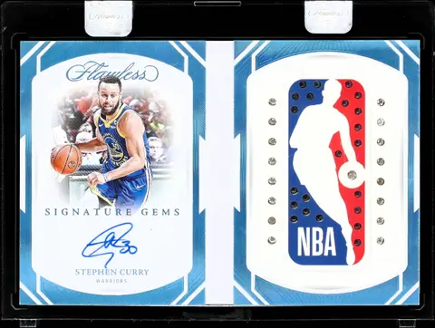 2023-24 Panini Flawless Signature Gems Booklet #SGP-SCY Stephen Curry Signed Gems Relic Card (#1/1) - Panini Encased