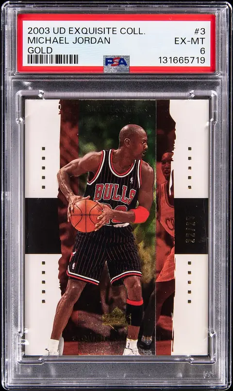 2003-04 Upper Deck Exquisite Collection Gold #3 Michael Jordan (#22/25) - PSA EX-MT 6