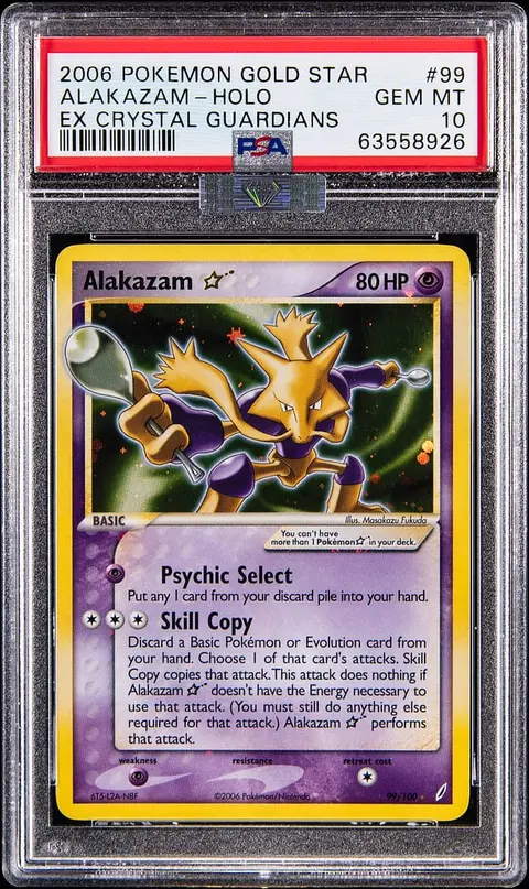 2006 Pokemon EX Crystal Guardians Gold Star Holo #99 Alakazam - PSA GEM MT 10 - MBA Silver Diamond Certified