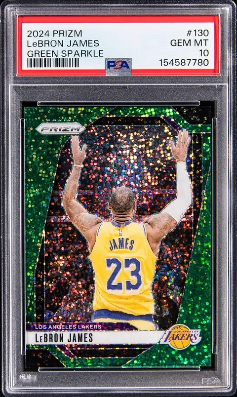 2024-25 Panini Prizm Green Sparkle Prizm #130 LeBron James (#5/8) - PSA GEM MT 10 - Pop 2