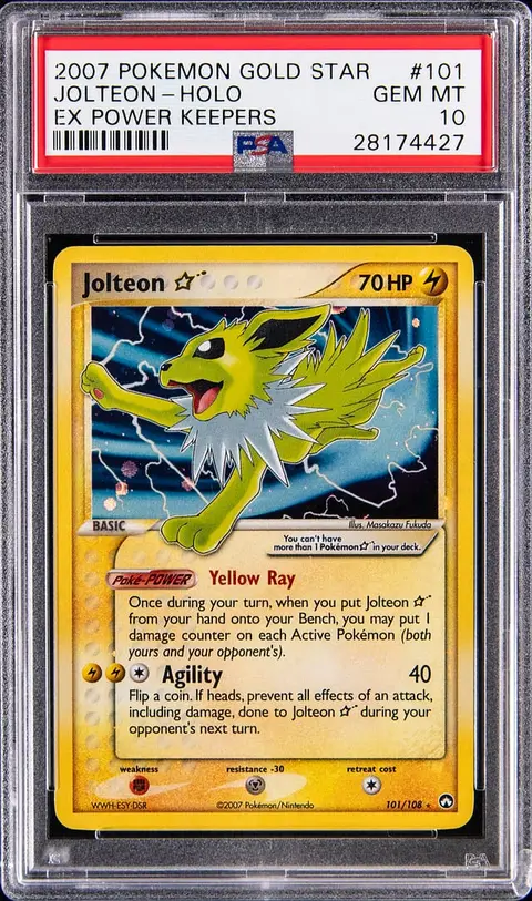 2007 Pokemon EX Power Keepers Holo #101 Gold Star Jolteon - PSA GEM MT 10