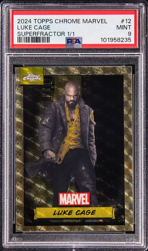2024 Topps Chrome Marvel SuperFractor #12 Luke Cage (#1/1) - PSA MINT 9