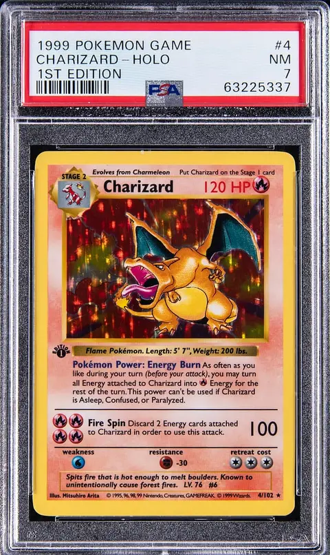 1999 Pokemon Base Set 1st Edition Holo #4 Charizard - PSA NM 7
