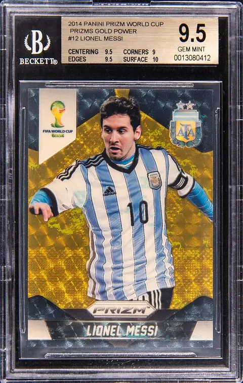 2014 Panini Prizm World Cup Gold Power Prizm #12 Lionel Messi (#2/5) - BGS GEM MINT 9.5 - Pop 1