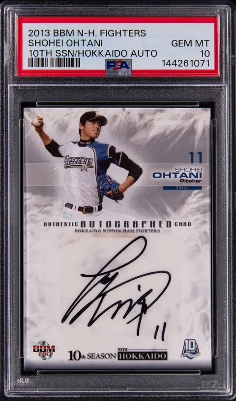 2013 BBM Nippon Ham Fighters 10th Season with Hokkaido Autographs Shohei Ohtani Signed Rookie Card (#07/10) - PSA GEM MT 10 - Pop 1