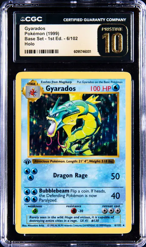 1999 Pokemon Base Set 1st Edition Holo #6 Gyarados - CGC PRISTINE 10 - Pop 2
