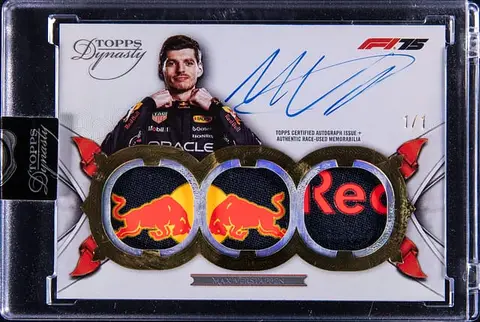 2025 Topps Dynasty F1 Single Driver Triple Relic Autographs Gold #SDTRA-MVE Max Verstappen Signed Race-Used Patch Card (#1/1) - Driver Number - Topps Encased