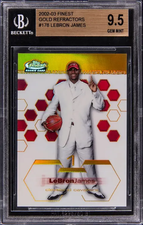 2002-03 Topps Finest Gold Refractor #178 LeBron James Rookie Card (#17/25) - BGS GEM MINT 9.5 - Pop 5