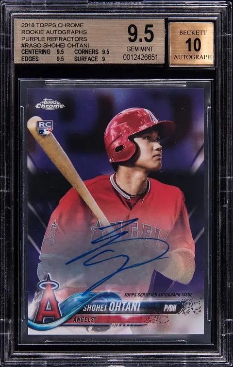 2018 Topps Chrome Rookie Autographs Purple Refractor #RA-SO Shohei Ohtani Signed Rookie Card (#119/250) - BGS GEM MINT 9.5, Beckett 10