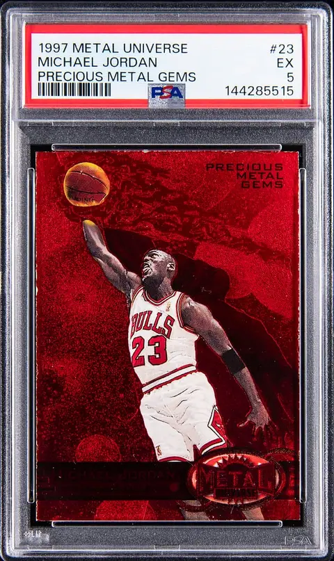 1997-98 SkyBox Metal Universe Precious Metal Gems (PMG) Red #23 Michael Jordan (#060/100) - PSA EX 5