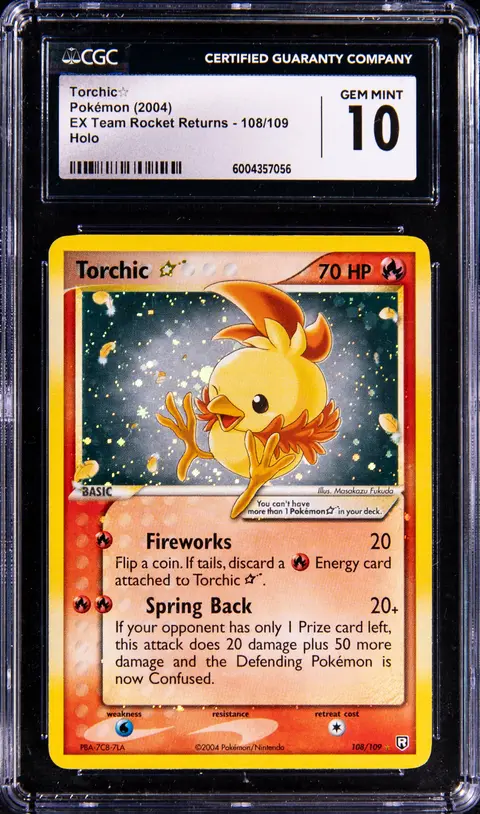 2004 Pokemon EX Team Rocket Returns Holo #108 Gold Star Torchic - CGC GEM MINT 10