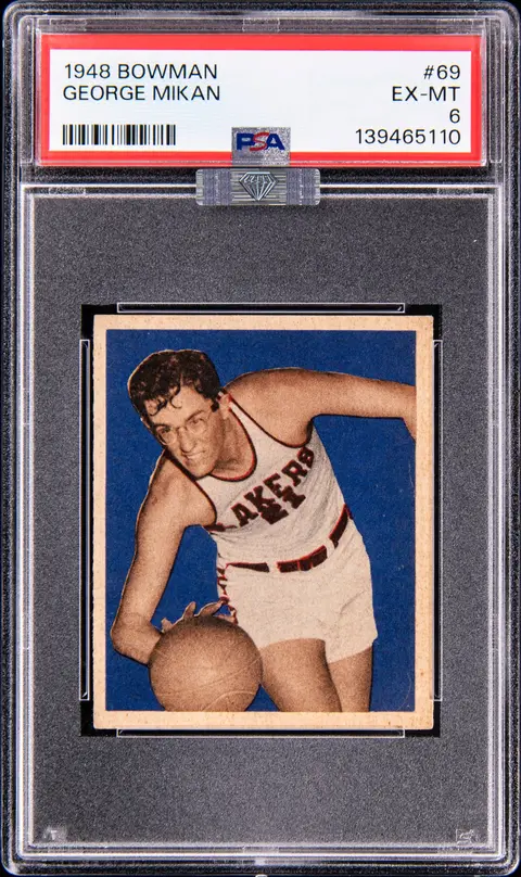 1948 Bowman #69 George Mikan Rookie Card - PSA EX-MT 6 - MBA Silver Diamond Certified