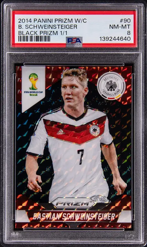 2014 Panini Prizm World Cup Black Prizm #90 Bastian Schweinsteiger (#1/1) - PSA NM-MT 8