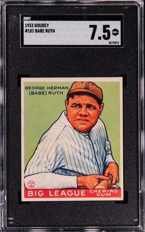 1933 Goudey #181 Babe Ruth - SGC NM+ 7.5