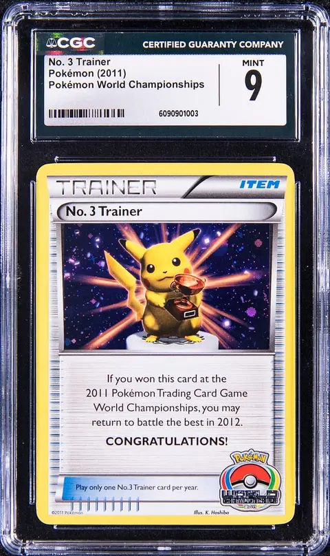 2011 Pokemon World Championships No. 3 Trainer Pikachu Trophy Card - CGC MINT 9 - Pop 1
