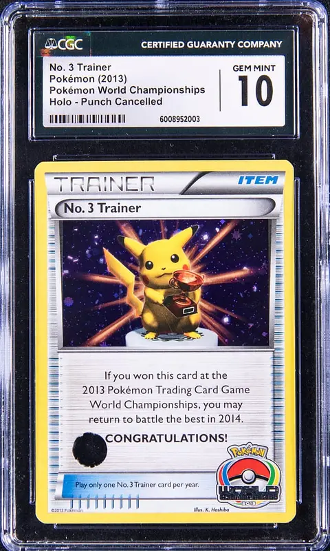2013 Pokemon World Championships No. 3 Trainer Pikachu Trophy Card, Punch Cancelled - CGC GEM MINT 10