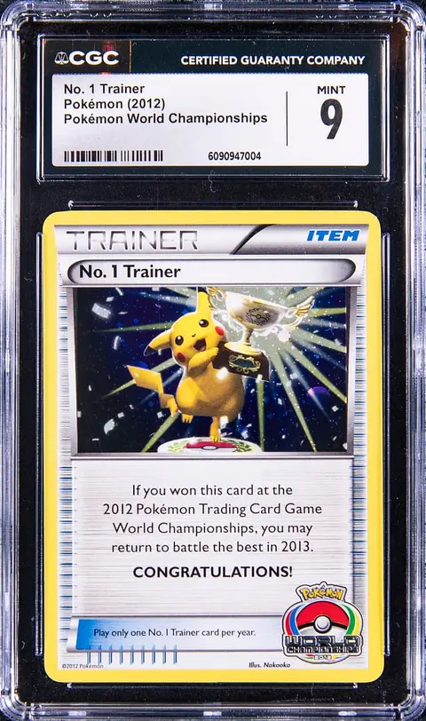 2012 Pokemon World Championships No. 1 Trainer Pikachu Trophy Card - CGC MINT 9