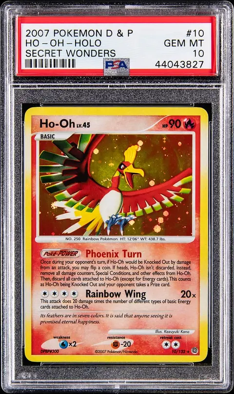 2007 Pokemon Diamond & Pearl Secret Wonders Holo #10 Ho-oh - PSA GEM MT 10