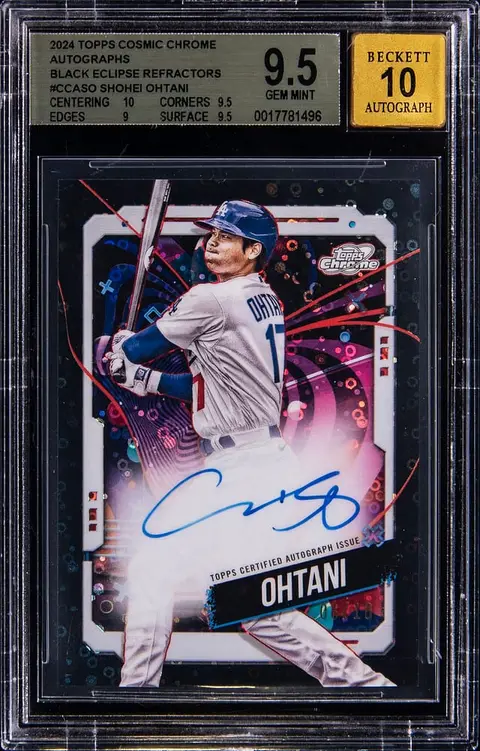 2024 Topps Cosmic Chrome Black Eclipse Refractors #CCA-SO Shohei Ohtani Signed Card (#06/10) - BGS GEM MINT 9.5, Beckett 10 - Pop 1