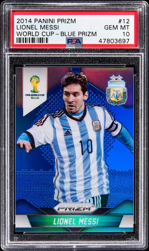 2014 Panini Prizm World Cup Blue Prizm #12 Lionel Messi (#194/199) - PSA GEM MT 10