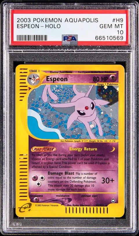 2003 Pokemon Aquapolis Holo #H9 Espeon - PSA GEM MT 10