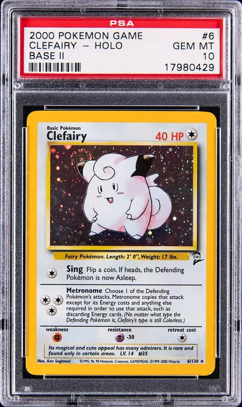 2000 Pokemon Game Base II Holo #6 Clefairy - PSA GEM MT 10
